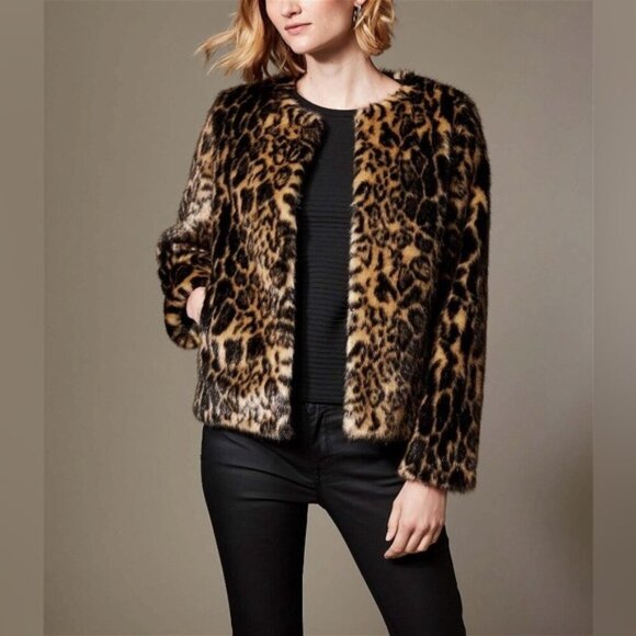 Karen Millen Jackets & Blazers - NWT KAREN MILLEN Super-Soft Faux Fur Leopard Print Lined Jacket w Pockets Sz 6